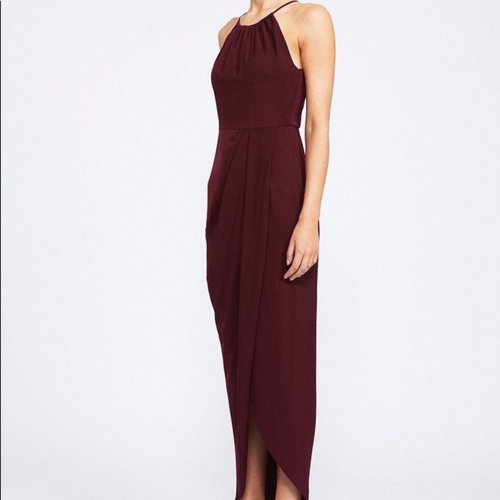 Shona Joy burgundy halter neck dress - size 4